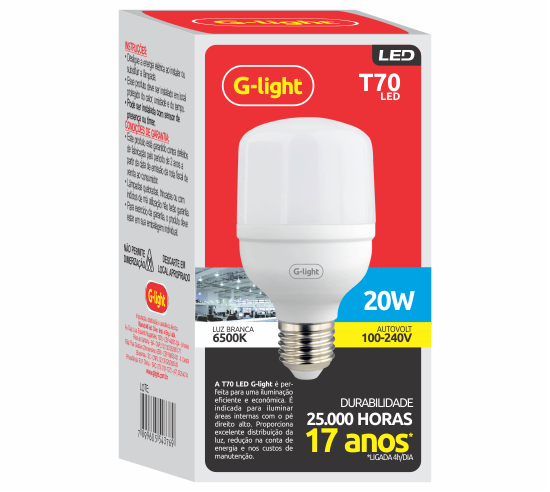 Lâmpada T70 LED 20W 6500K AUTOVOLT