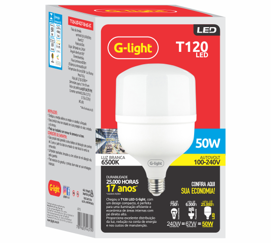 Lâmpada T120 LED 50W 6500K AUTOVOLT