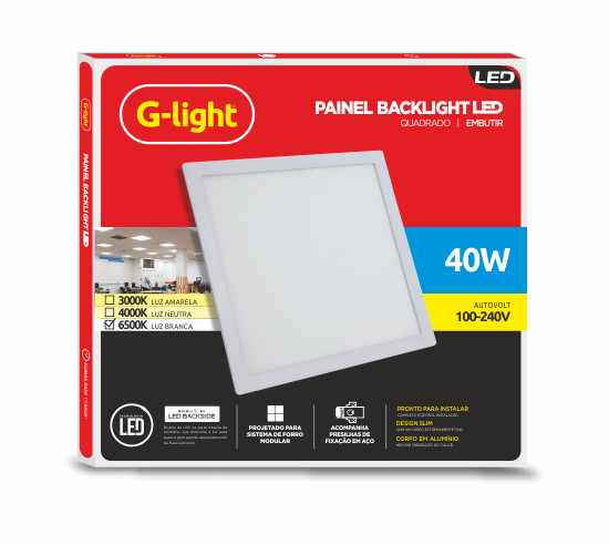 Painel Backlight LED 620 Embutir 40W 6500K AUTOVOLT