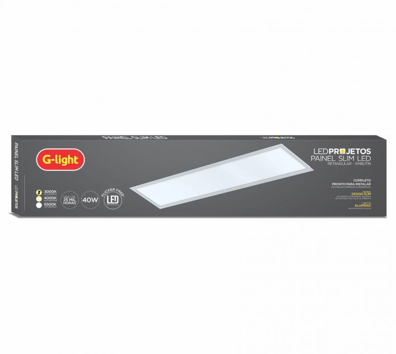 Painel SLIM LED Projeto Retangular Embutir 40W 6500K 120 AUTOVOLT