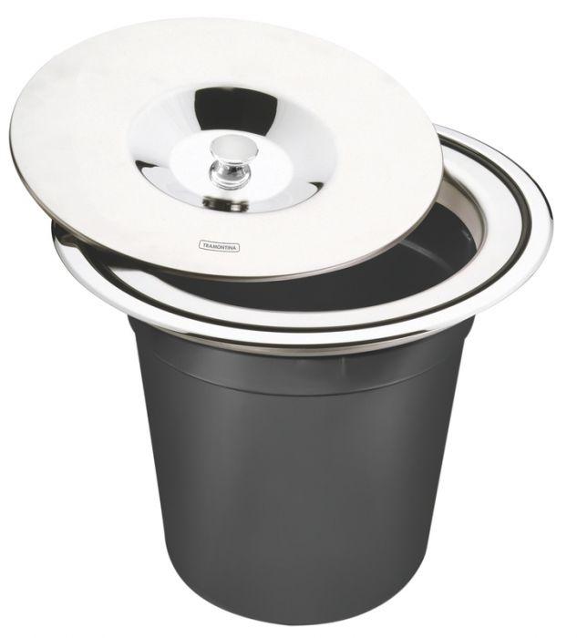 Lixeira de Embutir Tramontina Clean Round em Aço Inox com Balde Plástico 5 L