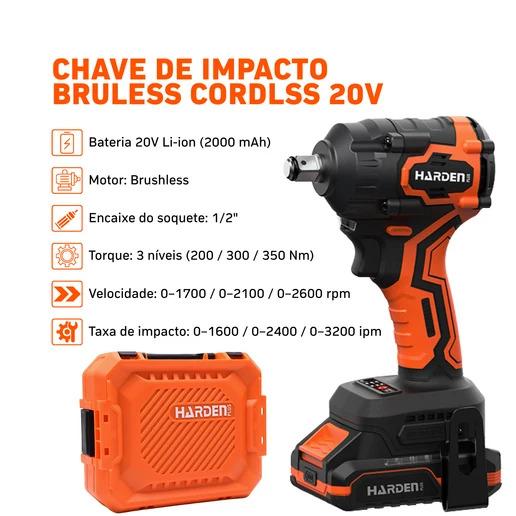 Chave de Impacto HARDEN 20V 350Nm 1/2