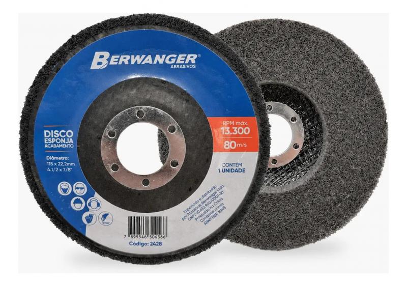 Disco Esponja Acabamento Berwanger 115 x 22mm