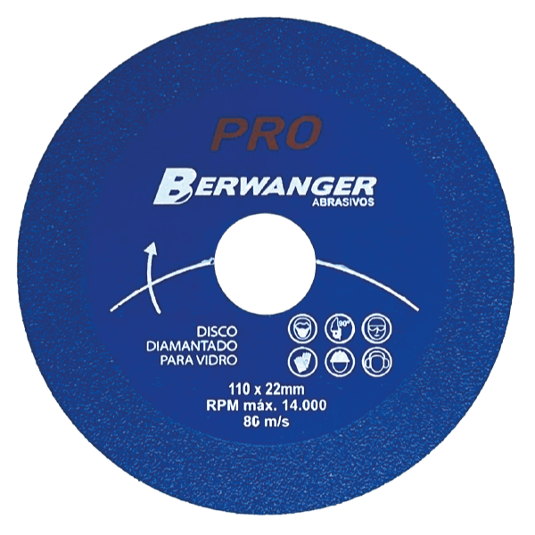 Disco Diamantado p/ Vidro PRO Berwanger 110 x 22mm 