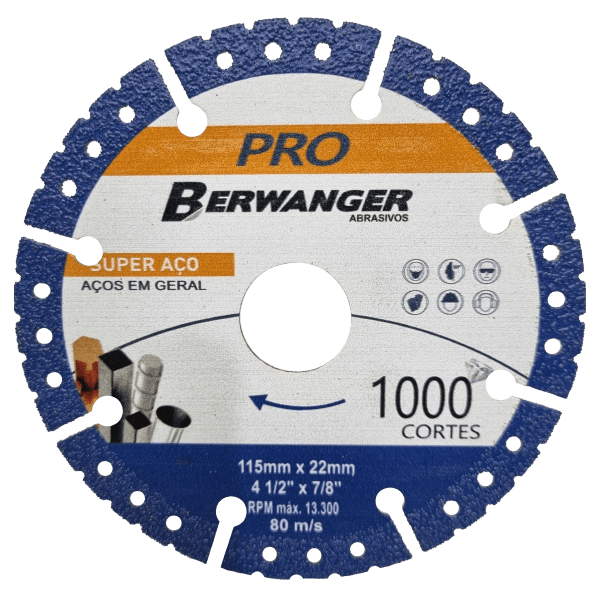 Disco Diamantado Super Aço PRO Berwanger 115 x 22mm 