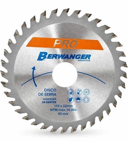 Disco Serra Circular PRO 36 Dentes Berwanger 110 x 22mm 
