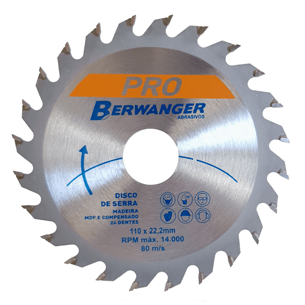 Disco Serra Circular PRO 24 Dentes Berwanger 110 x 22mm 