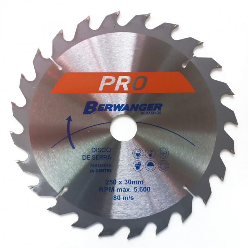 Disco Serra Circular PRO 24 Dentes Berwanger 250 x 30mm 